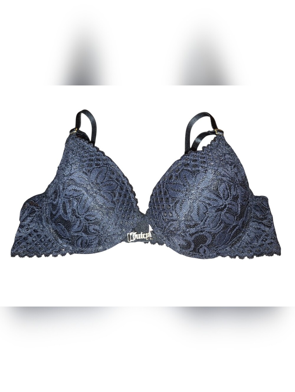 Juicy Couture Dark Blue Floral Lace Padded Push-up Bra